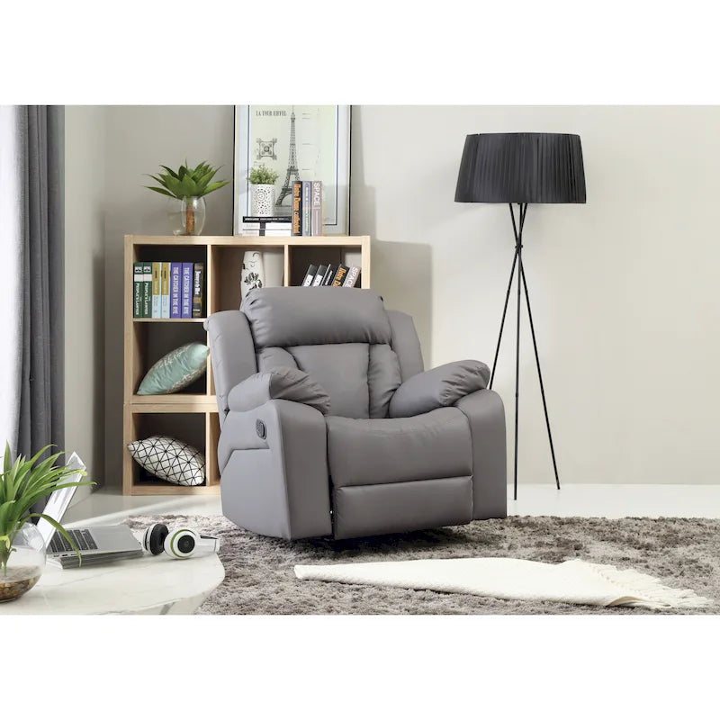 Faux Leather Rocker Recliner Chair with Channel Tufted Back