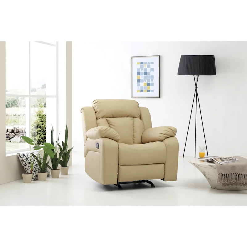 Faux Leather Rocker Recliner Chair with Channel Tufted Back