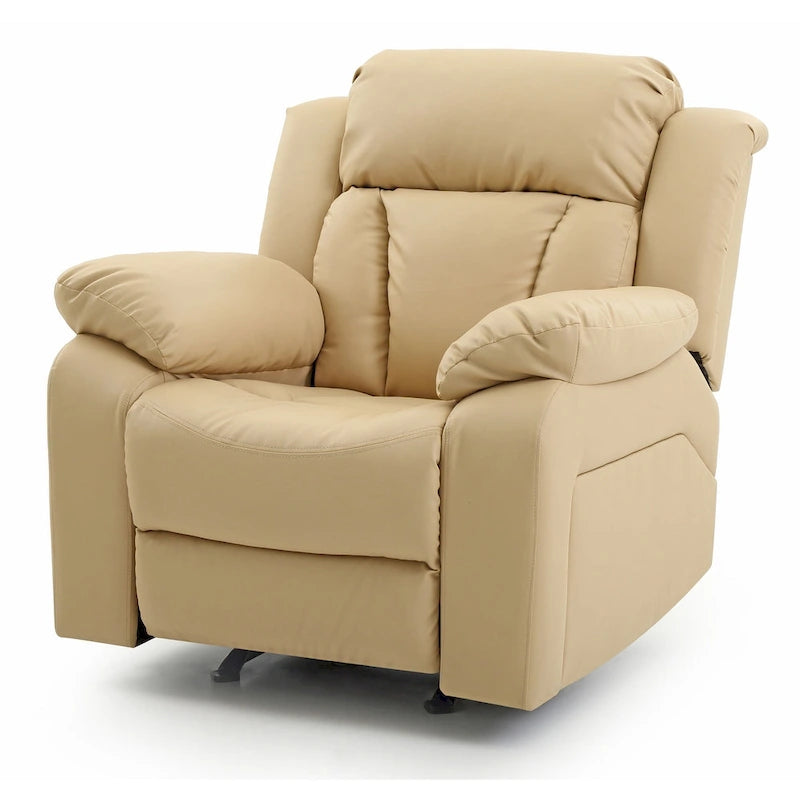 Faux Leather Rocker Recliner Chair with Channel Tufted Back