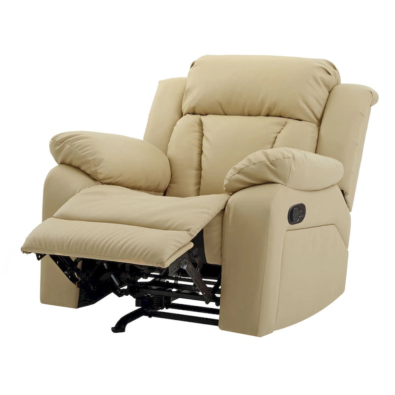 Faux Leather Rocker Recliner Chair with Channel Tufted Back