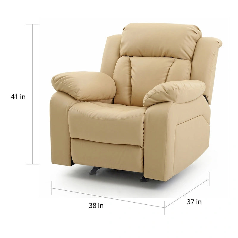 Faux Leather Rocker Recliner Chair with Channel Tufted Back
