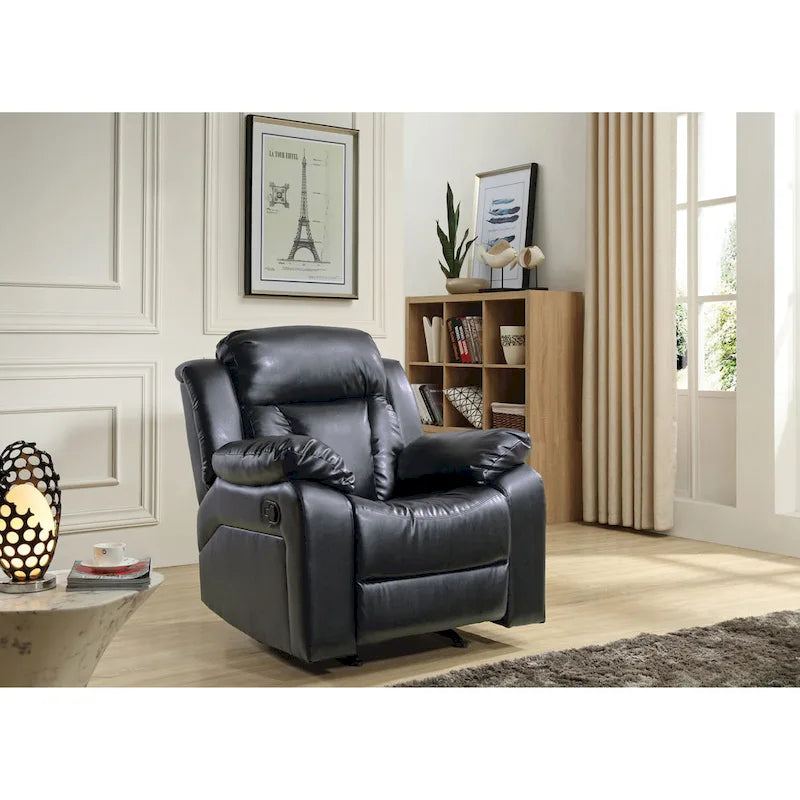 Faux Leather Rocker Recliner Chair with Channel Tufted Back