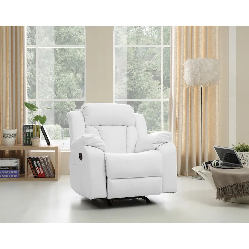 Faux Leather Rocker Recliner Chair with Channel Tufted Back