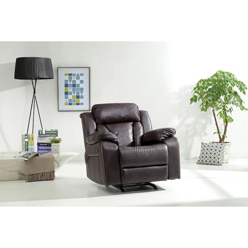 Faux Leather Rocker Recliner Chair with Channel Tufted Back