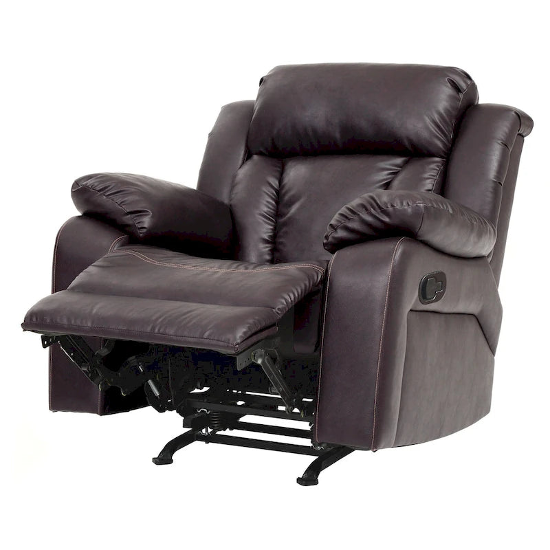 Faux Leather Rocker Recliner Chair with Channel Tufted Back