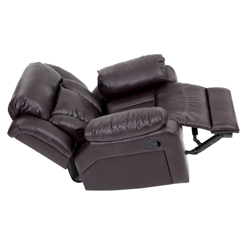 Faux Leather Rocker Recliner Chair with Channel Tufted Back