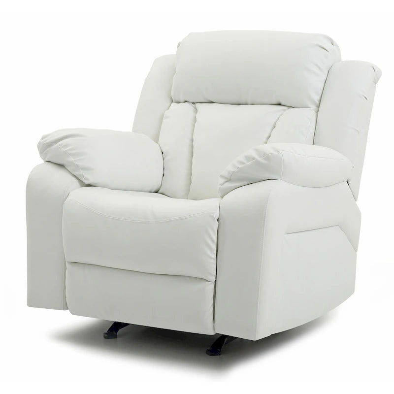 Faux Leather Rocker Recliner Chair with Channel Tufted Back