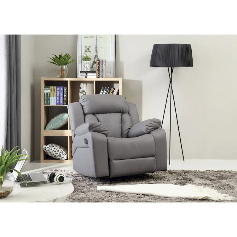 Faux Leather Rocker Recliner Chair with Channel Tufted Back
