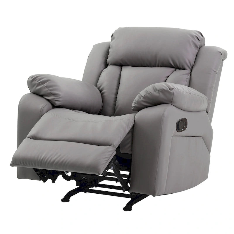 Faux Leather Rocker Recliner Chair with Channel Tufted Back