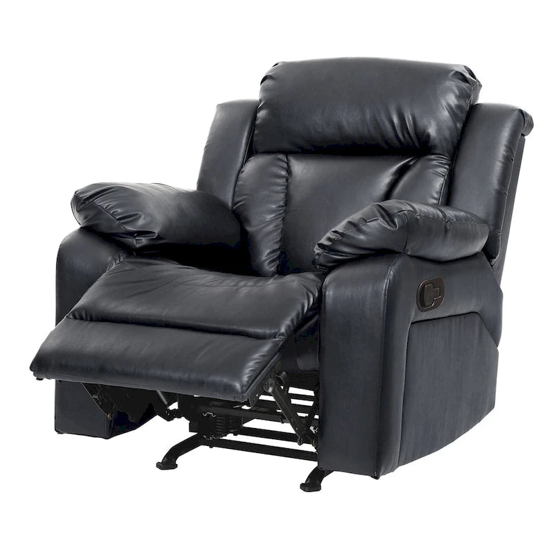 Faux Leather Rocker Recliner Chair with Channel Tufted Back