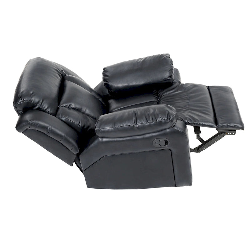 Faux Leather Rocker Recliner Chair with Channel Tufted Back