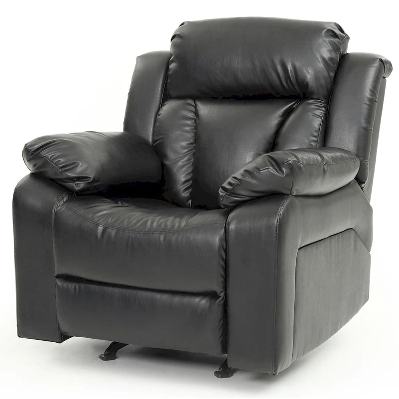 Faux Leather Rocker Recliner Chair with Channel Tufted Back