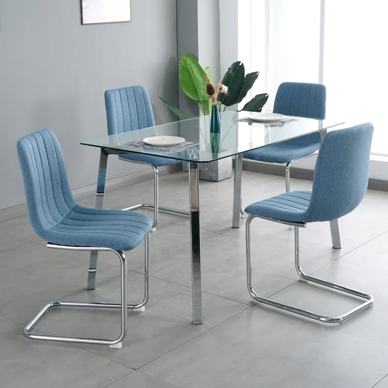 Upholstered Dining Chair with Metal Legs, Set of 4