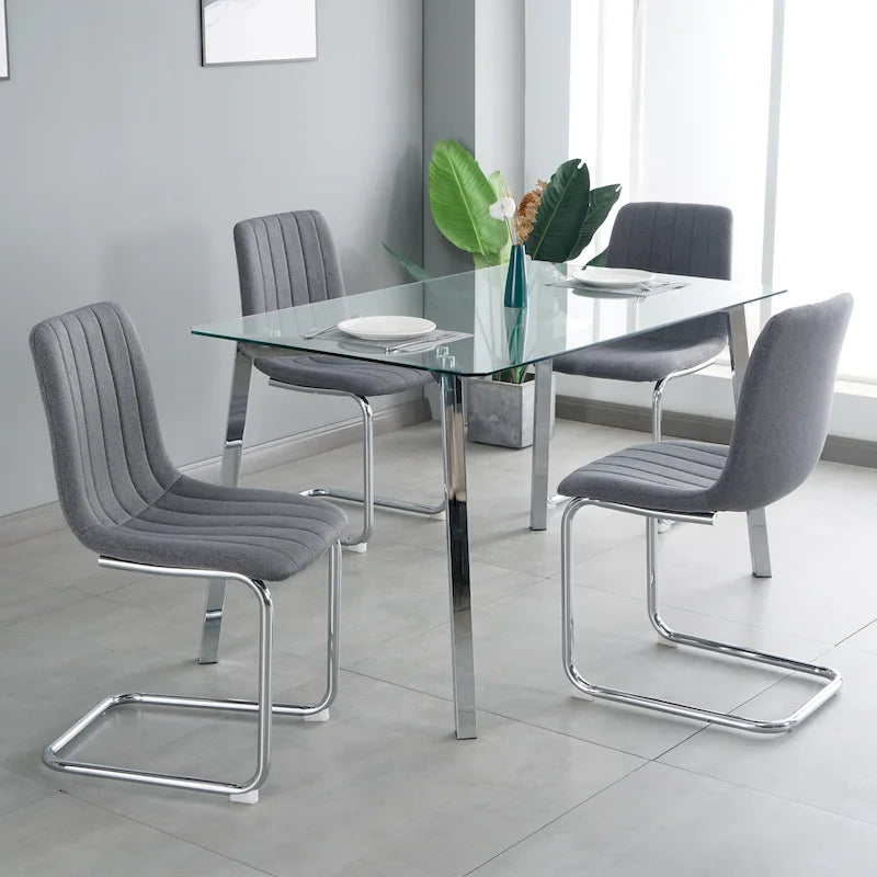 Upholstered Dining Chair with Metal Legs, Set of 4
