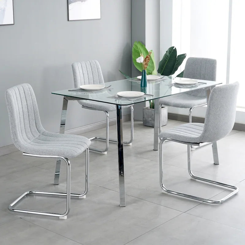 Upholstered Dining Chair with Metal Legs, Set of 4