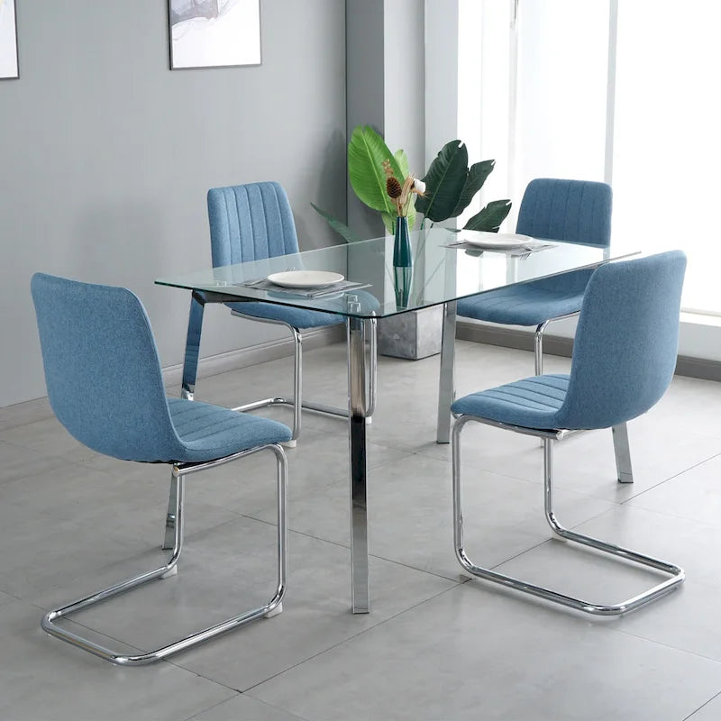 Upholstered Dining Chair with Metal Legs, Set of 4
