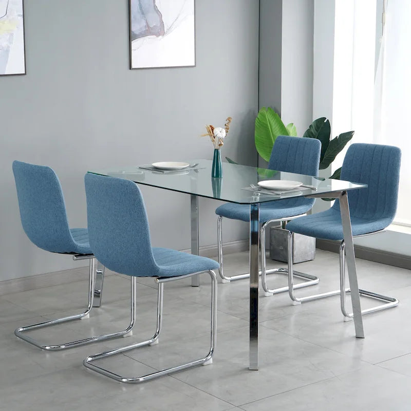 Upholstered Dining Chair with Metal Legs, Set of 4
