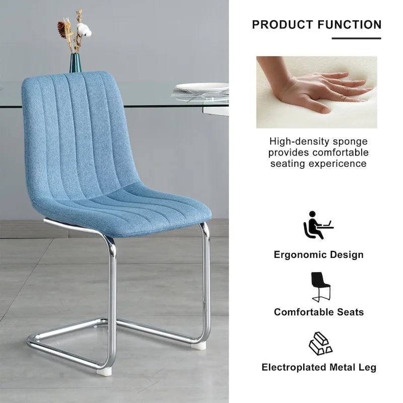 Upholstered Dining Chair with Metal Legs, Set of 4
