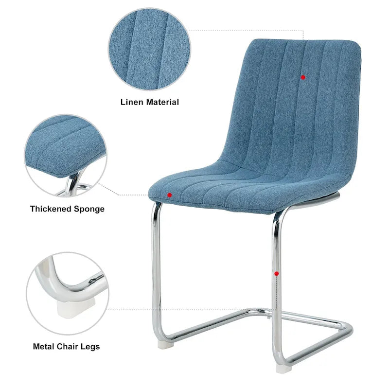 Upholstered Dining Chair with Metal Legs, Set of 4
