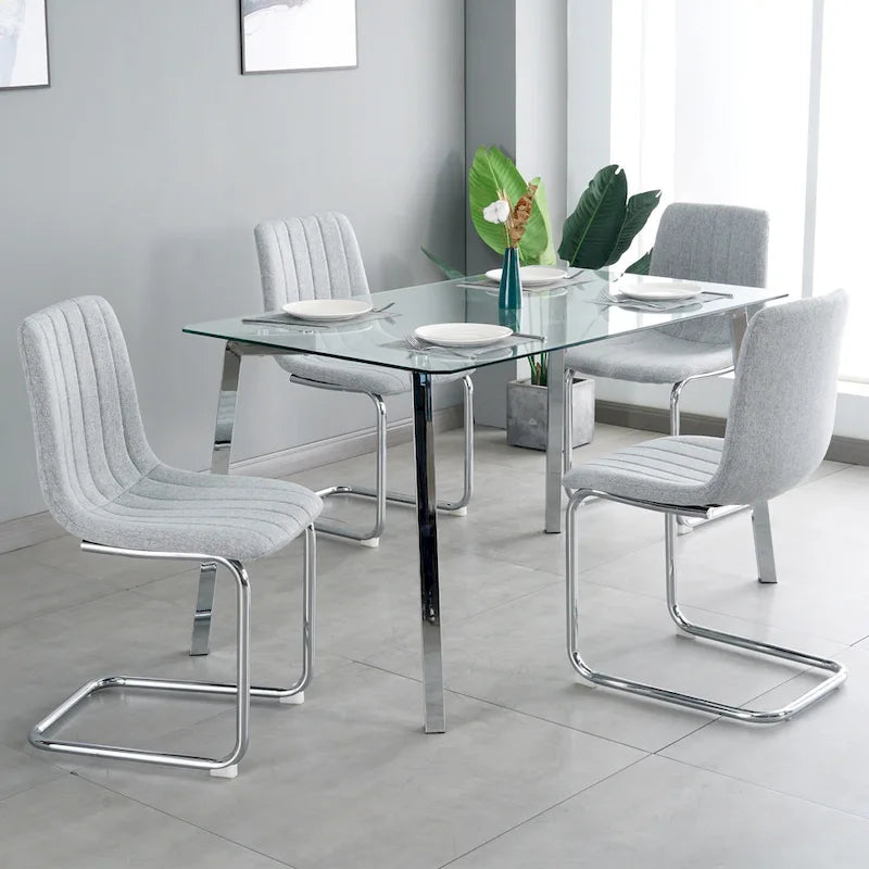 Upholstered Dining Chair with Metal Legs, Set of 4