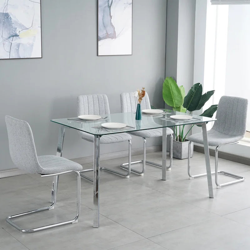 Upholstered Dining Chair with Metal Legs, Set of 4