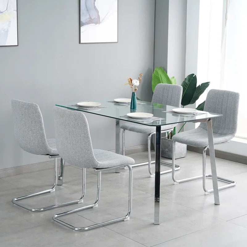 Upholstered Dining Chair with Metal Legs, Set of 4