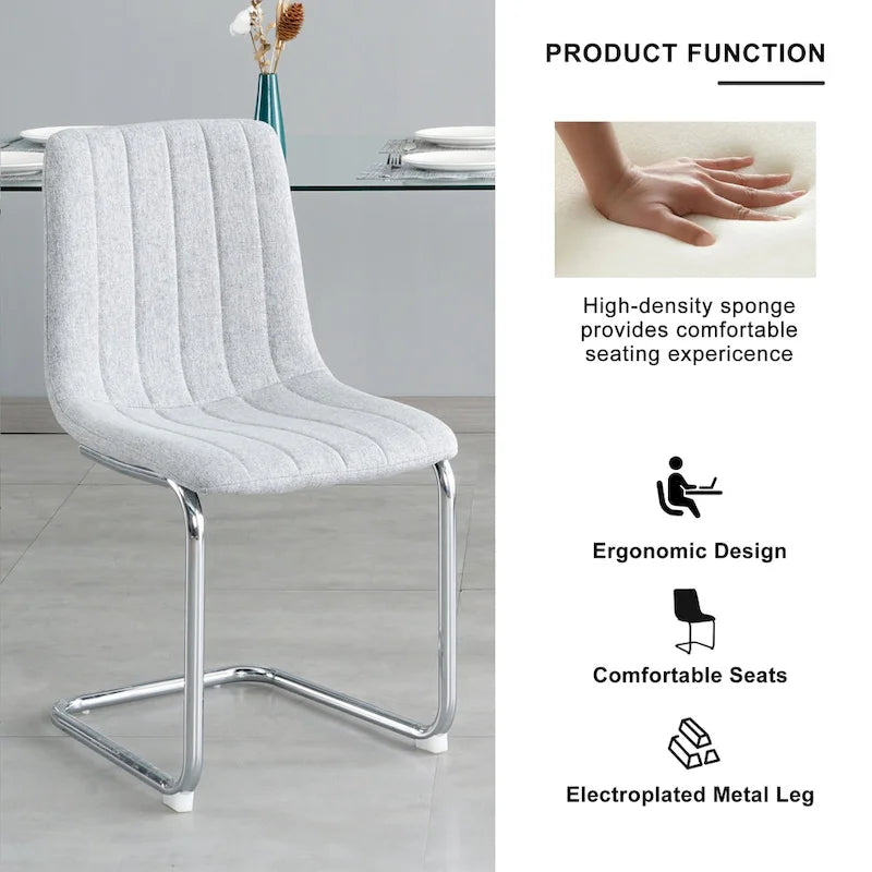 Upholstered Dining Chair with Metal Legs, Set of 4