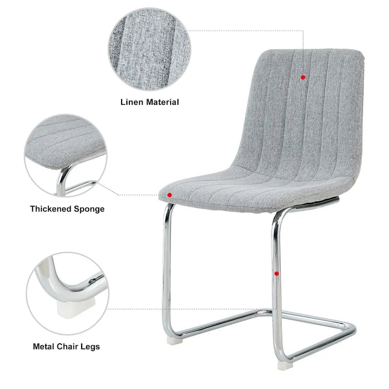 Upholstered Dining Chair with Metal Legs, Set of 4