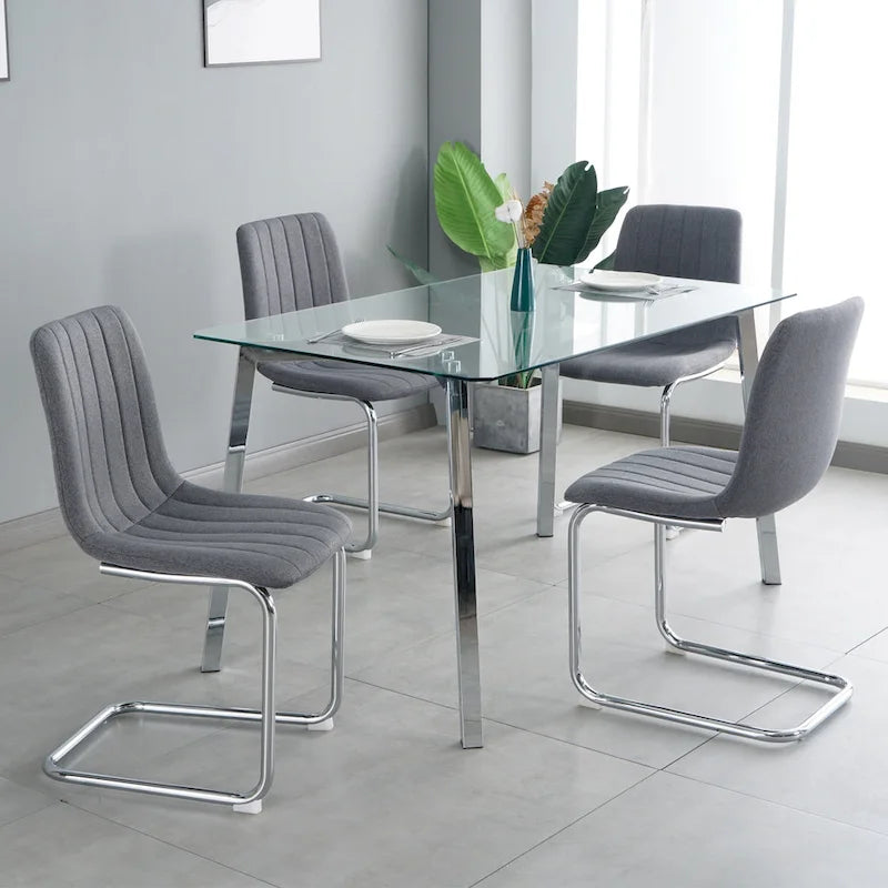 Upholstered Dining Chair with Metal Legs, Set of 4