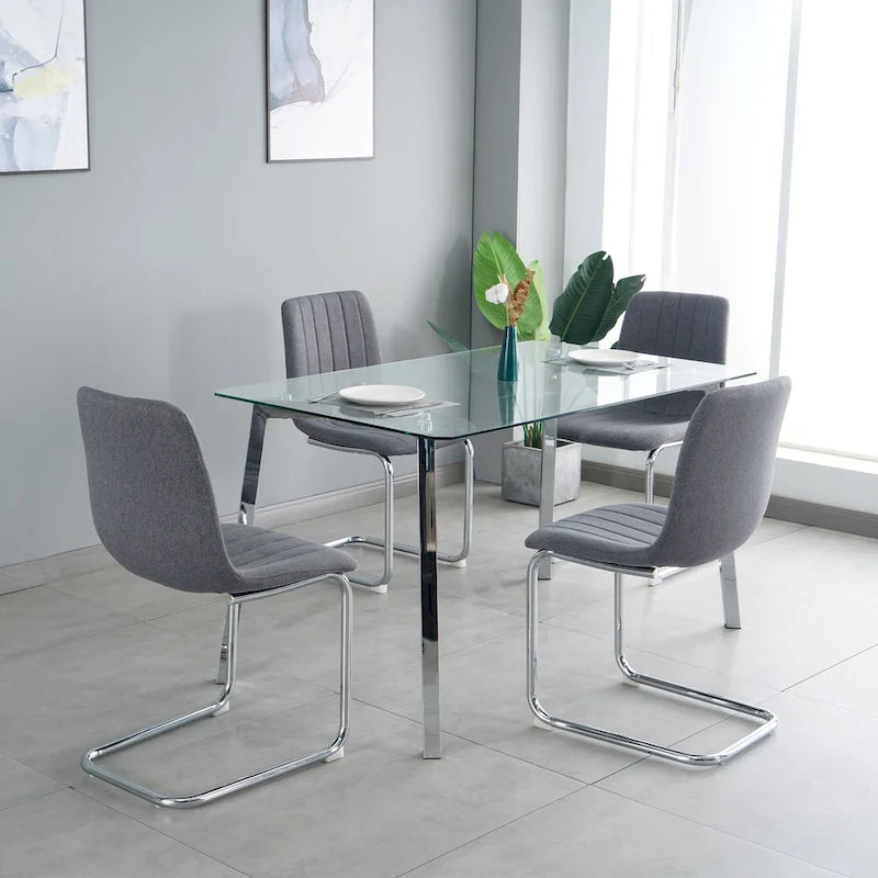 Upholstered Dining Chair with Metal Legs, Set of 4