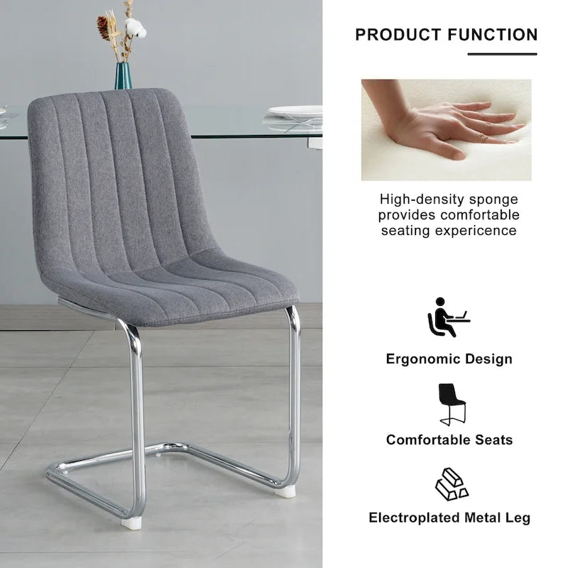 Upholstered Dining Chair with Metal Legs, Set of 4