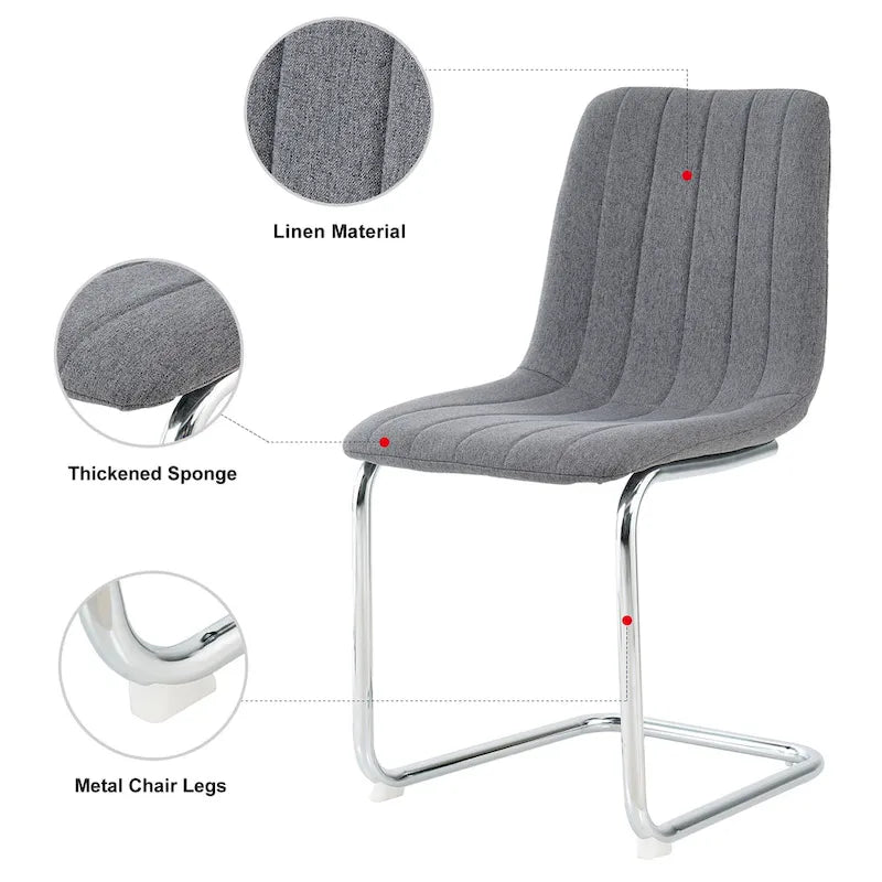 Upholstered Dining Chair with Metal Legs, Set of 4