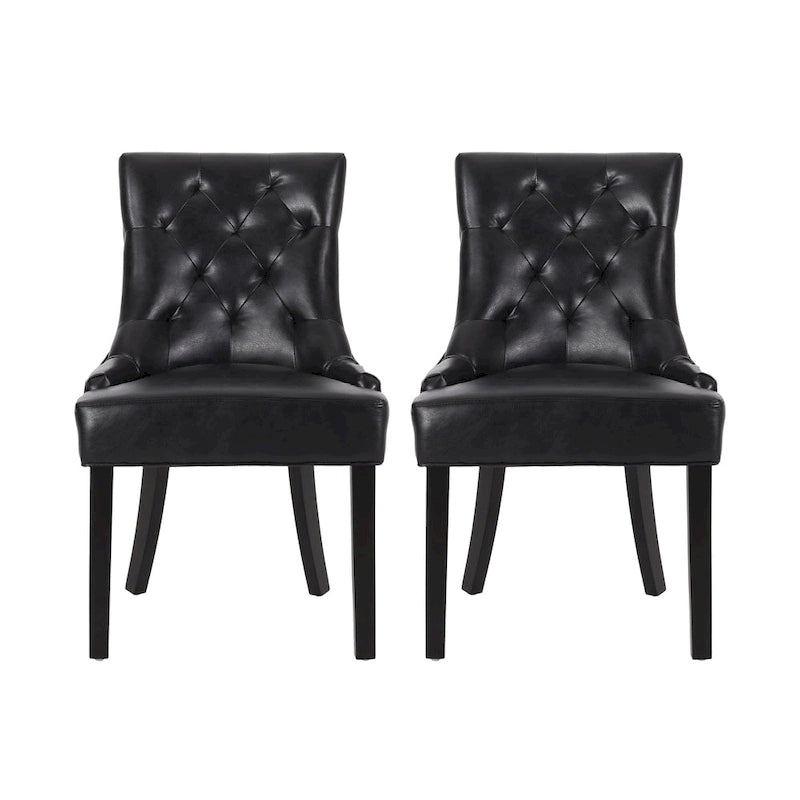 Tufted Upholstered Dining Chair with Wood Legs, Set of 2