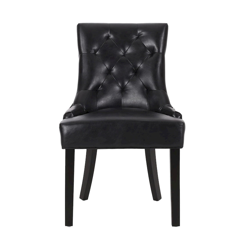 Tufted Upholstered Dining Chair with Wood Legs, Set of 2