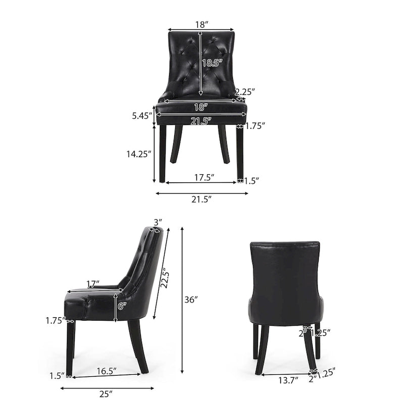 Tufted Upholstered Dining Chair with Wood Legs, Set of 2