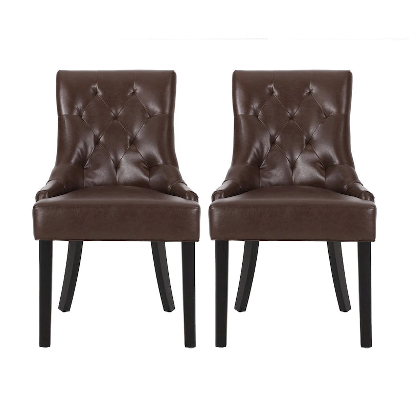 Tufted Upholstered Dining Chair with Wood Legs, Set of 2