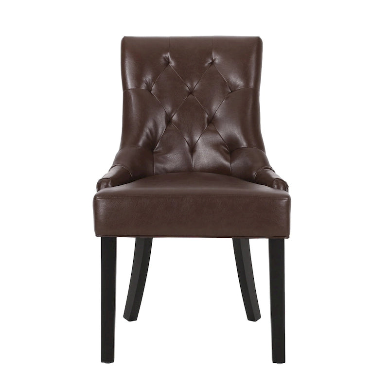 Tufted Upholstered Dining Chair with Wood Legs, Set of 2