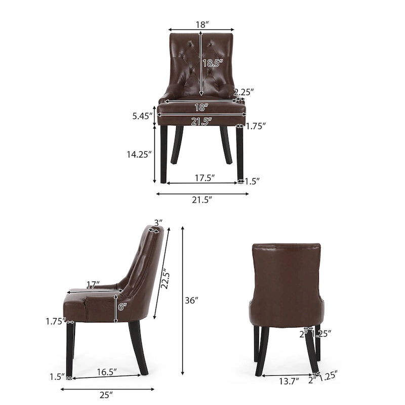 Tufted Upholstered Dining Chair with Wood Legs, Set of 2
