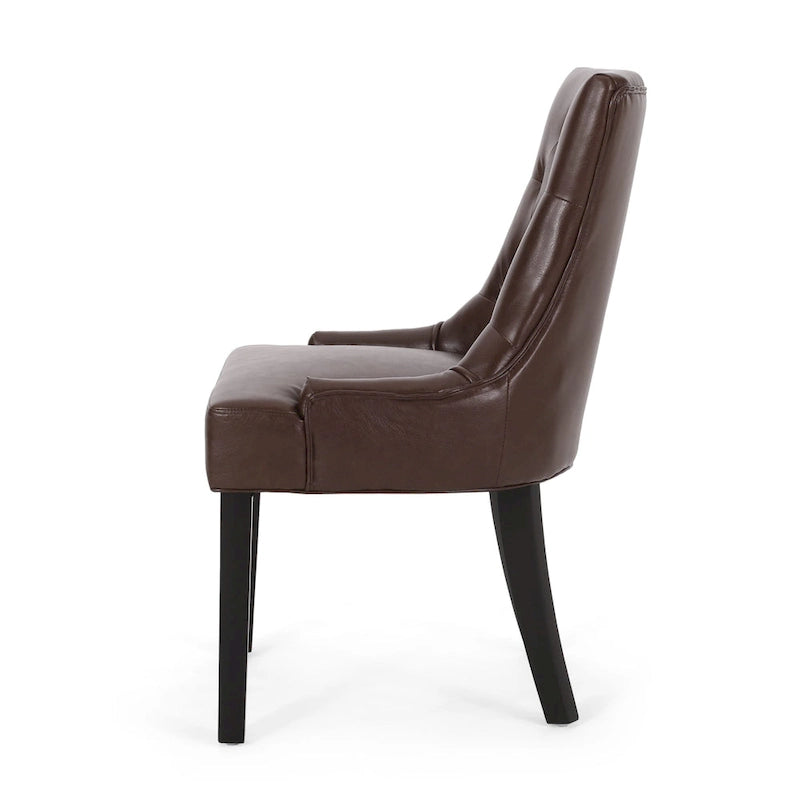 Tufted Upholstered Dining Chair with Wood Legs, Set of 2