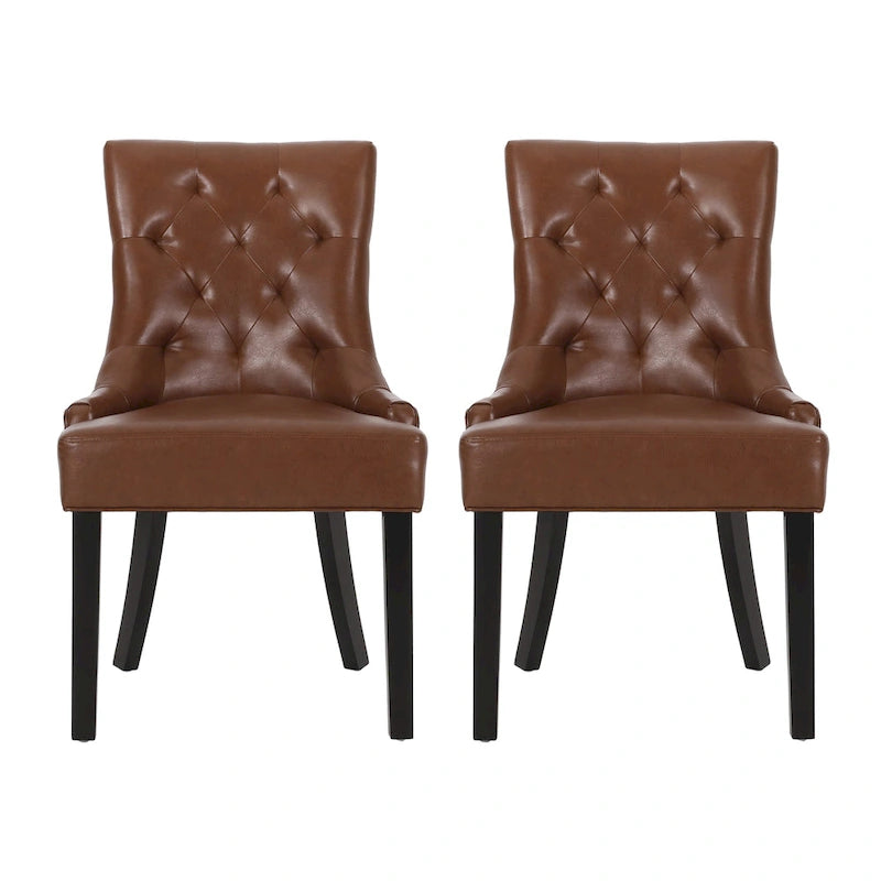 Tufted Upholstered Dining Chair with Wood Legs, Set of 2