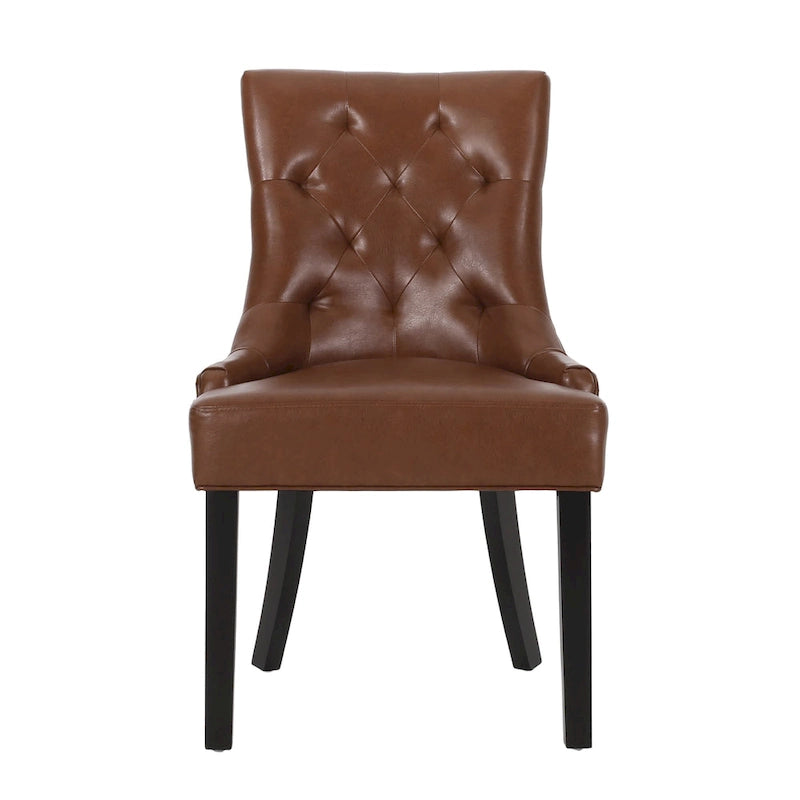 Tufted Upholstered Dining Chair with Wood Legs, Set of 2