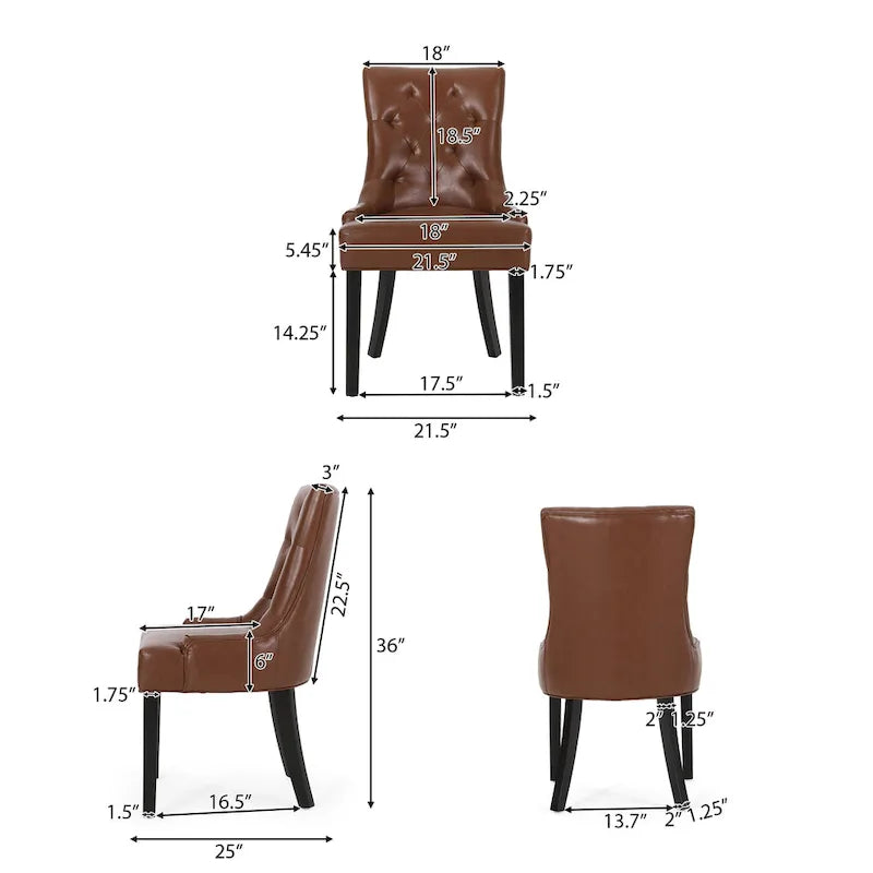 Tufted Upholstered Dining Chair with Wood Legs, Set of 2