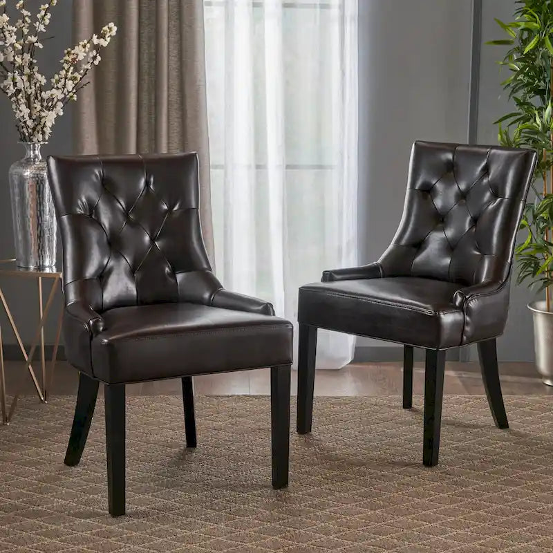 Tufted Upholstered Dining Chair with Wood Legs, Set of 2