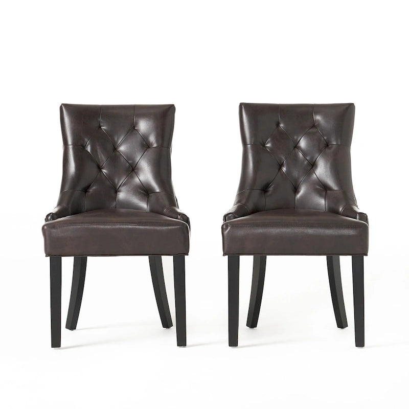 Tufted Upholstered Dining Chair with Wood Legs, Set of 2