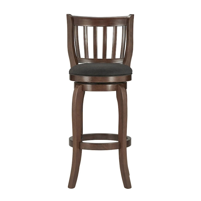 29-Inch Swivel Bar Stool with Linen Upholstery and Wood Frame