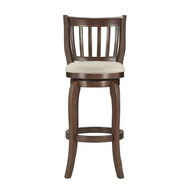 29-Inch Swivel Bar Stool with Linen Upholstery and Wood Frame