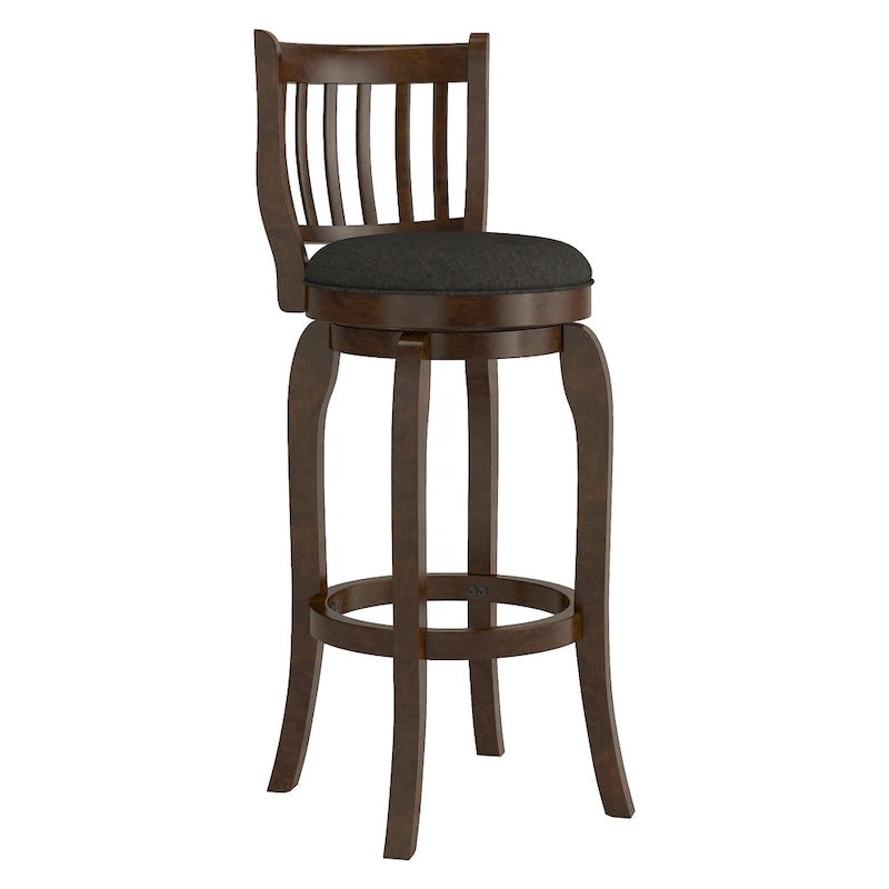 29-Inch Swivel Bar Stool with Linen Upholstery and Wood Frame