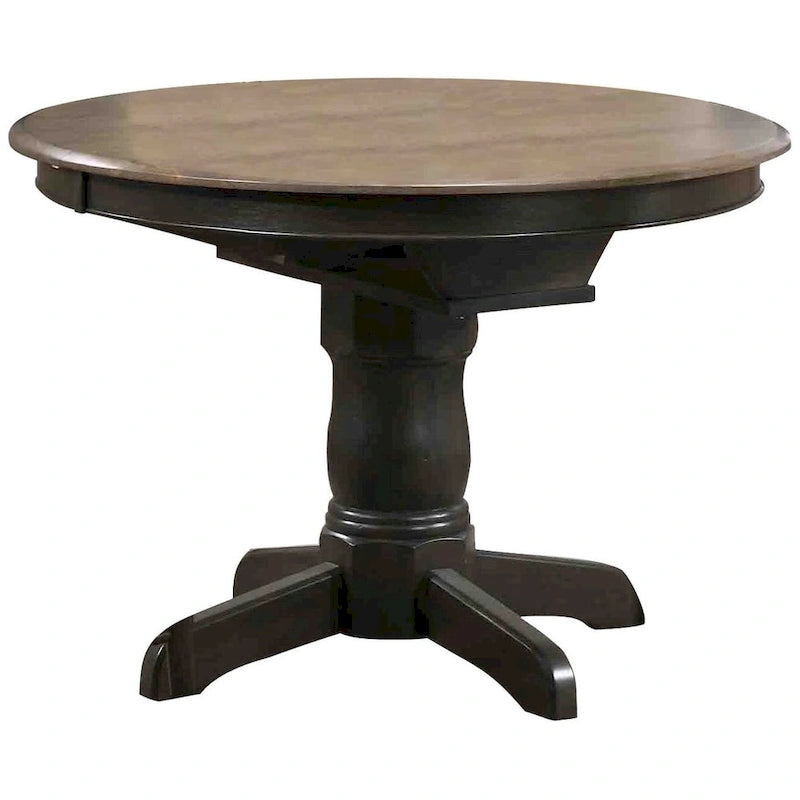 42-Inch Round Pedestal Dining Table with Butterfly Leaf, Extends to 60 Inches
