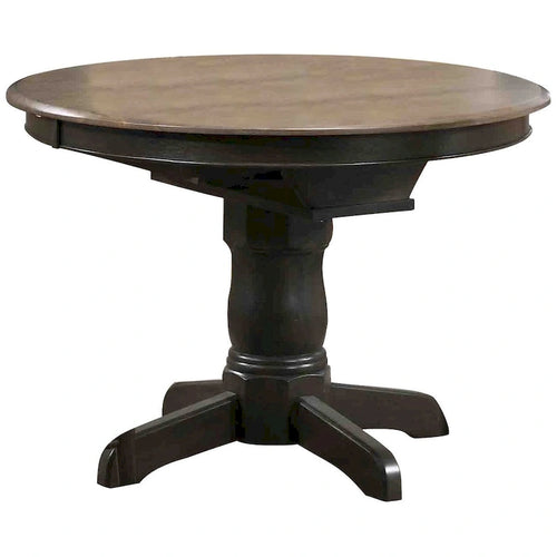 42-Inch Round Pedestal Dining Table with Butterfly Leaf, Extends to 60 Inches