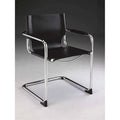 Black Faux Leather Dining Chair with Chrome Frame, Set of 2
